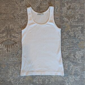 American Giant White Cotton Tank Top Size S Made in USA Minimalist Basic